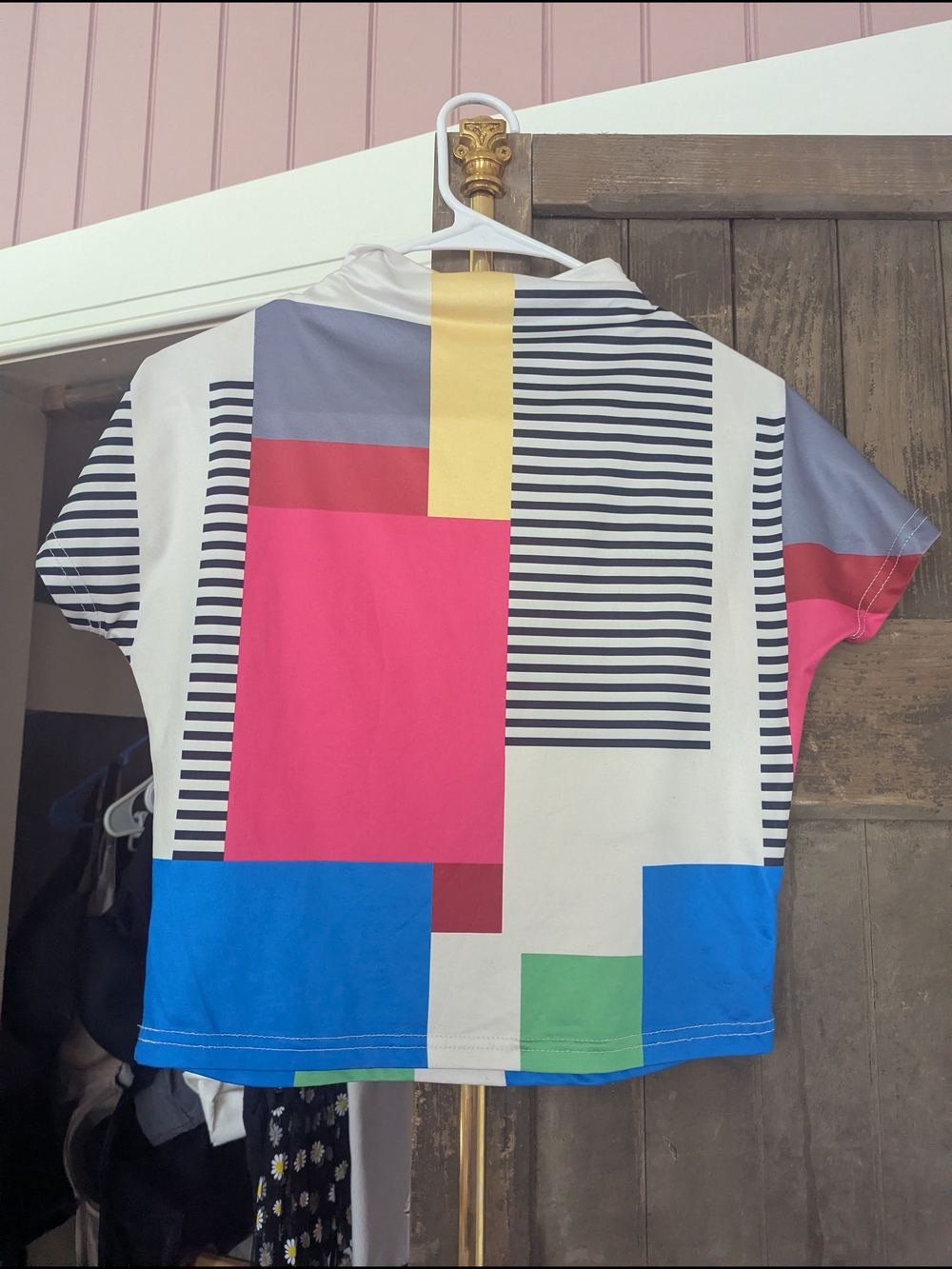 Colorblock Graphic Crop Top in Pink, Blue, Green, Yellow